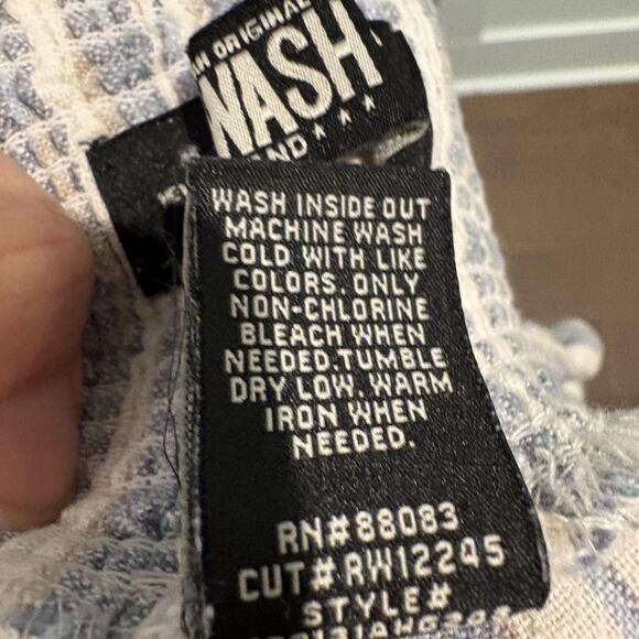 Rewash Pants Womens Medium Blue White Striped Linen Blend Smocked Waist Wide Leg - Picture 13 of 14